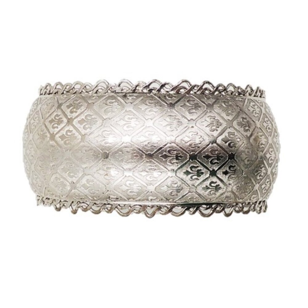 Vintage Jewels by Julio Rhodium Plated Fleur de Lis Cuff Bracelet